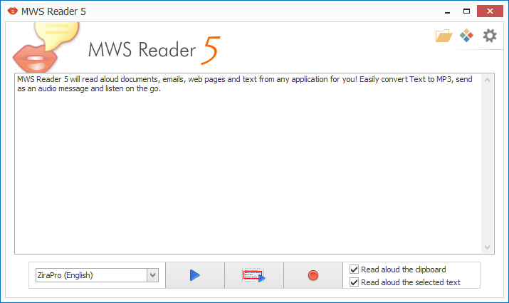MWS Reader 5 will conveniently read any text out loud for you!