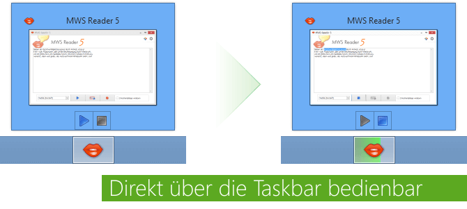 Direkt über die Taskbar bedienbar