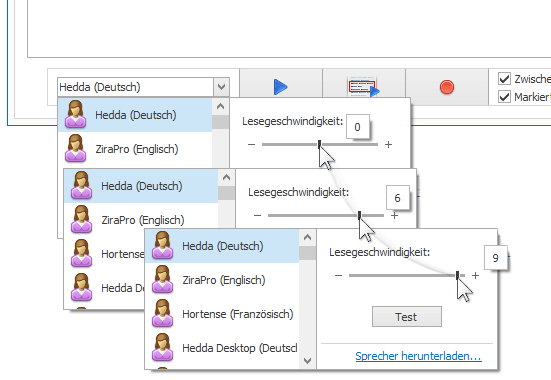 Sprechgeschwindigkeit für jeden Sprecher individuell anpassbar